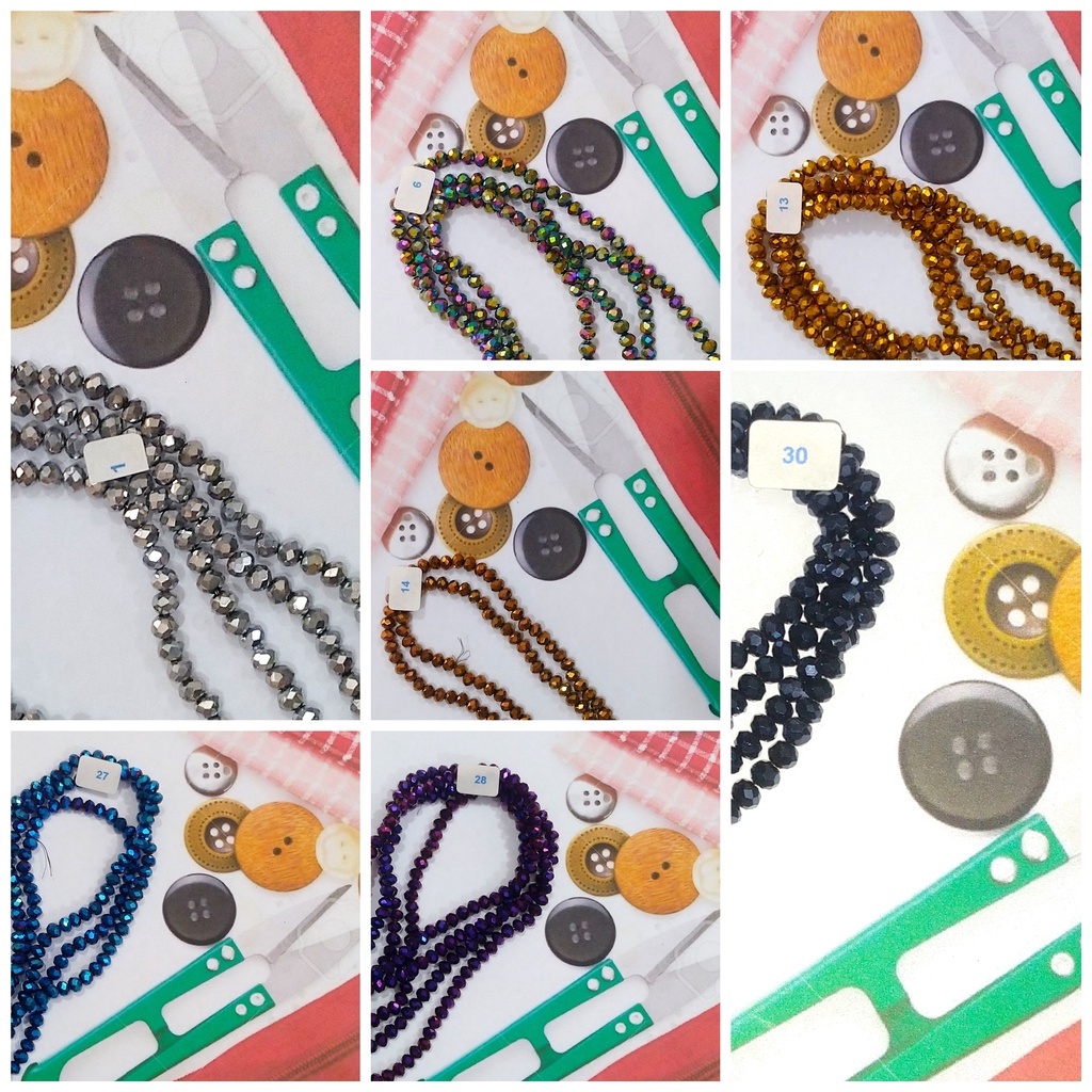 Kristal Ceko dia. 4mm, 6mm, 8mm dan 10mm Warna Metallik