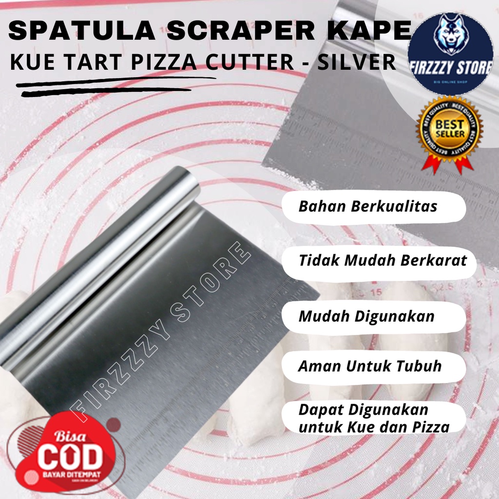 Spatula Scraper Kape Kue Tart Pizza Cutter - Silver