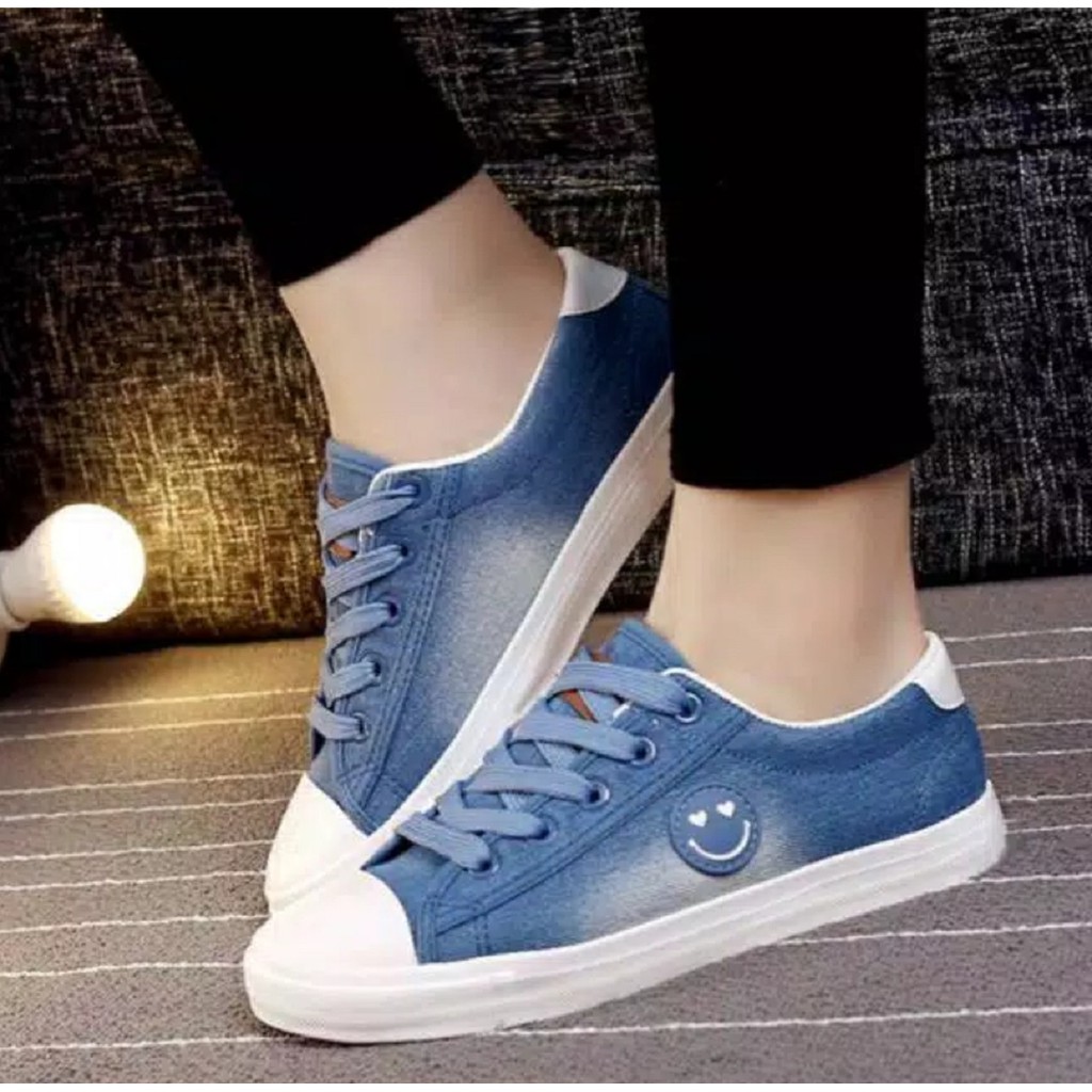 Sepatu Kets Wanita DENIM SMILE Biru muda/Biru dongker New-4