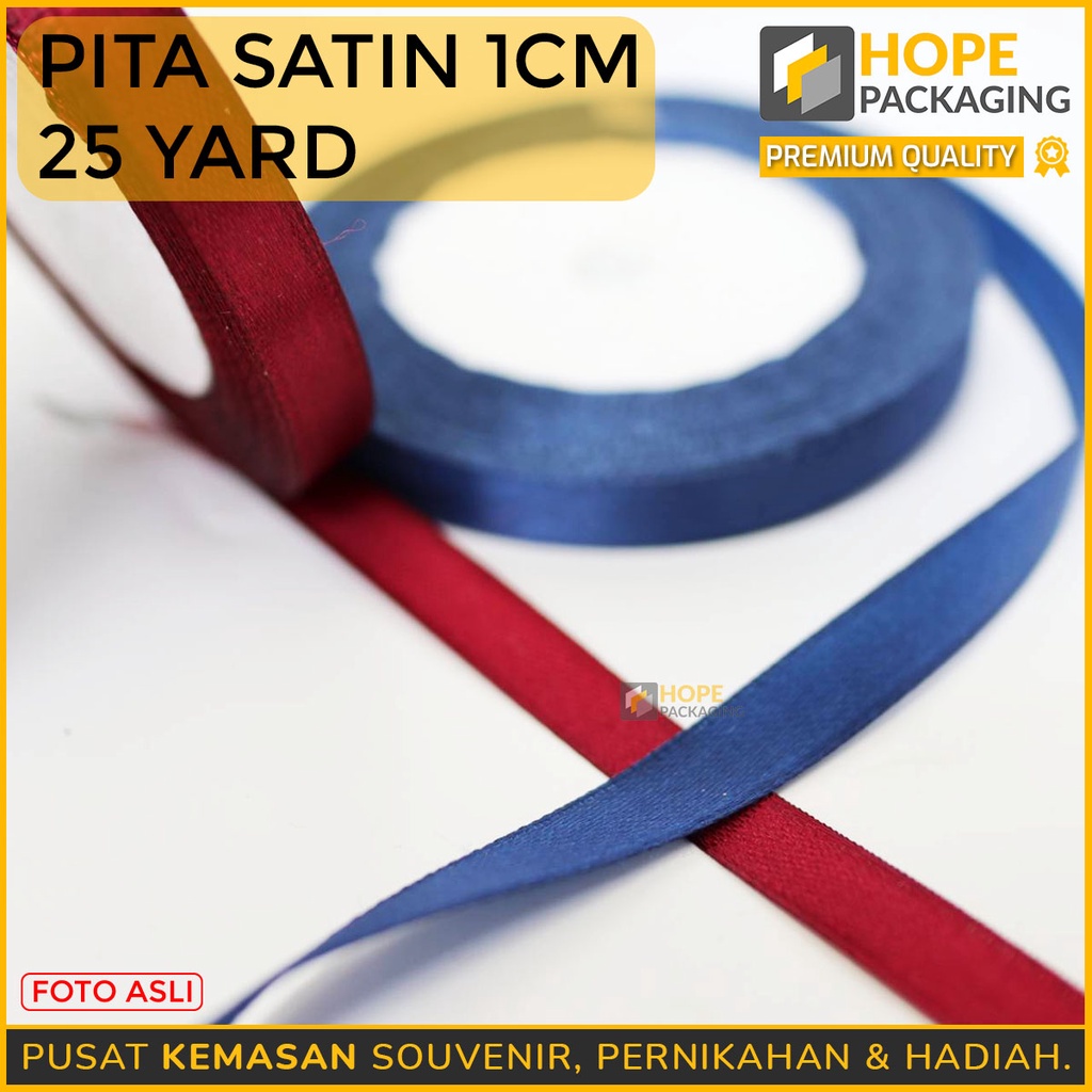 Termurah Pita Satin 1CM  25 YARD 1Roll Warna Pastel Pita Bucket Bunga Untuk Kotak Kado , Craft , Souvenir