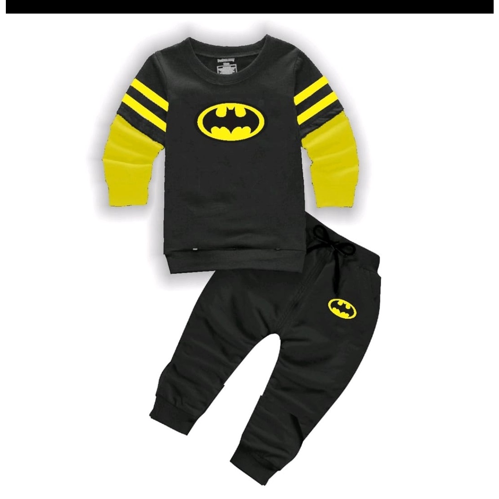 SET SWEATER ANAK LAKI LAKI MOTIF BATMAN SIZE 1-5 TAHUN TERBARU BAHAN BABYTERRY LEMBUT