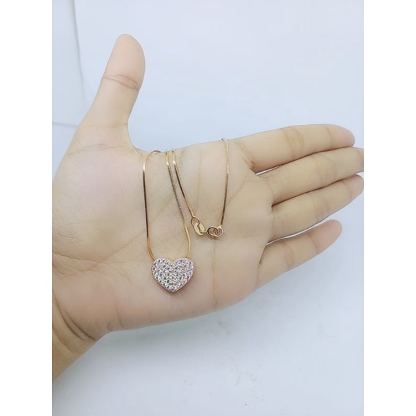 KALUNG WANITA PERAK 925 ASLI KALUNG KASANDRA + LIONTIN TUSUK LOVE COR MATA PUTIH FULL- PERHIASAN SILVER925