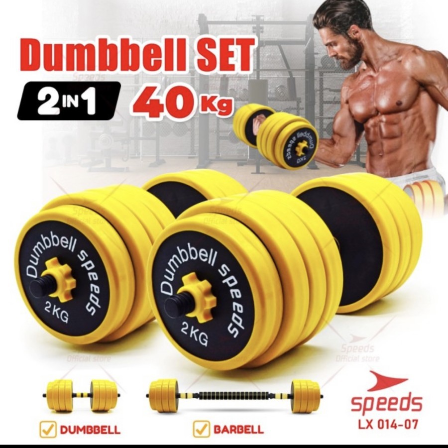 Dumbell Barbel Set MAX 40KG tiang angkat beban Besi 40KG FITNESS 014-7