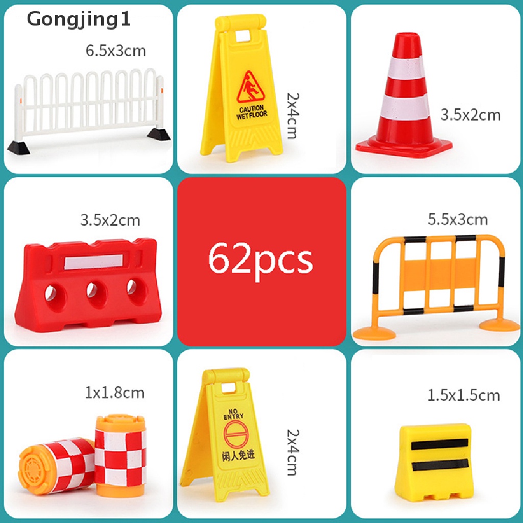 Gongjing1 62pcs Mainan Balok Bangunan Model Rambu Lalu Lintas Diy Untuk Edukasi Anak