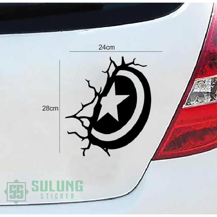 Stiker Mobil Tameng Captain America Avanger Cutting Sticker