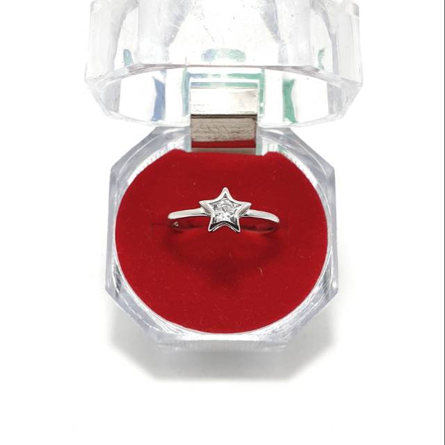 Cincin Perak 925 Lapis Emas Putih - Cincin Wanita Cincin Cewek Silver 925 Asli