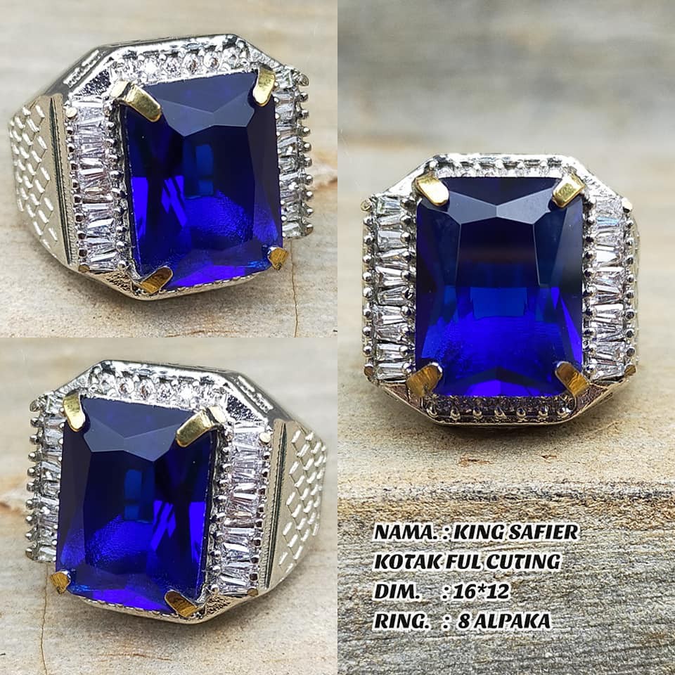 Cincin Batu Permata King Safir Kotak Cutting