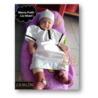 ZERLIN Baju  Gamis  Putih  Hitam Anak Anak Laki Laki Aqiqah 