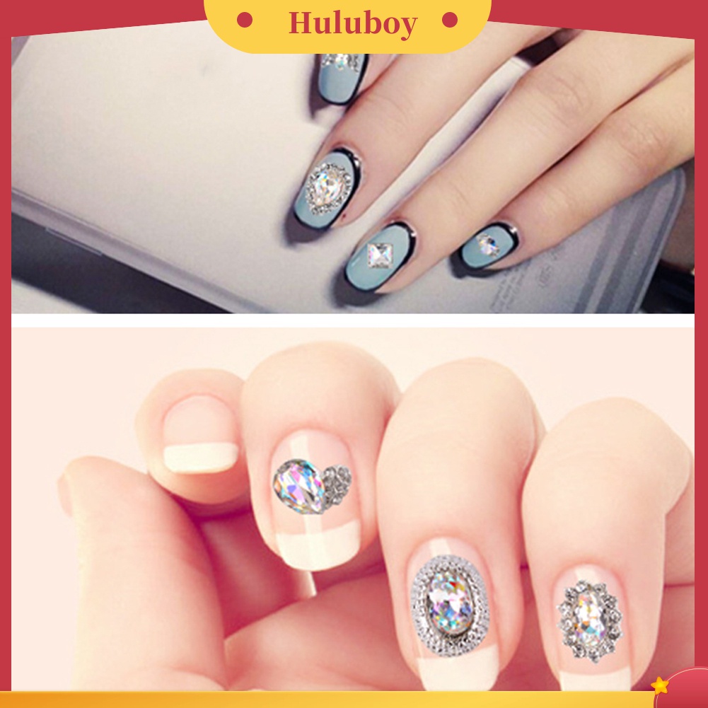 Huluboy Huluboy♡ 1 Kotak Berlian Imitasi Glitter 3D Aneka Warna Untuk Dekorasi Nail Art DIY