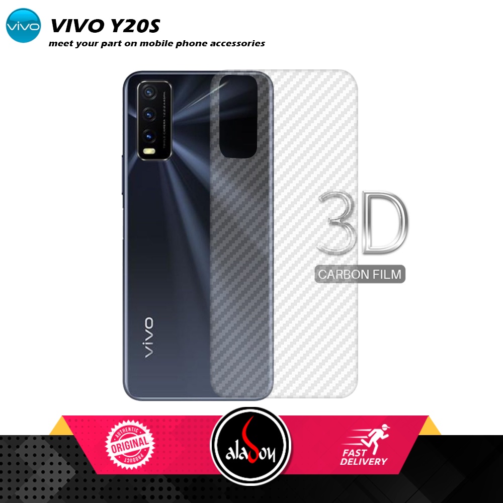 Case VIVO Y20S Armor Fushion Transparent Casing + Tempered Glass Full Layar dan Skin Carbon