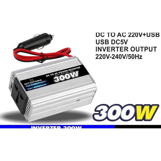 Power Inverter DC to AC 300 Watt 300 Wat Merk Mitsuyama MS-INV300