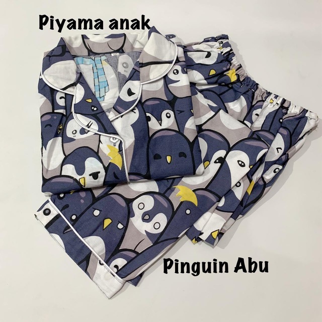 Piyama PINGUIN ABU bisa couple mom kids and familys