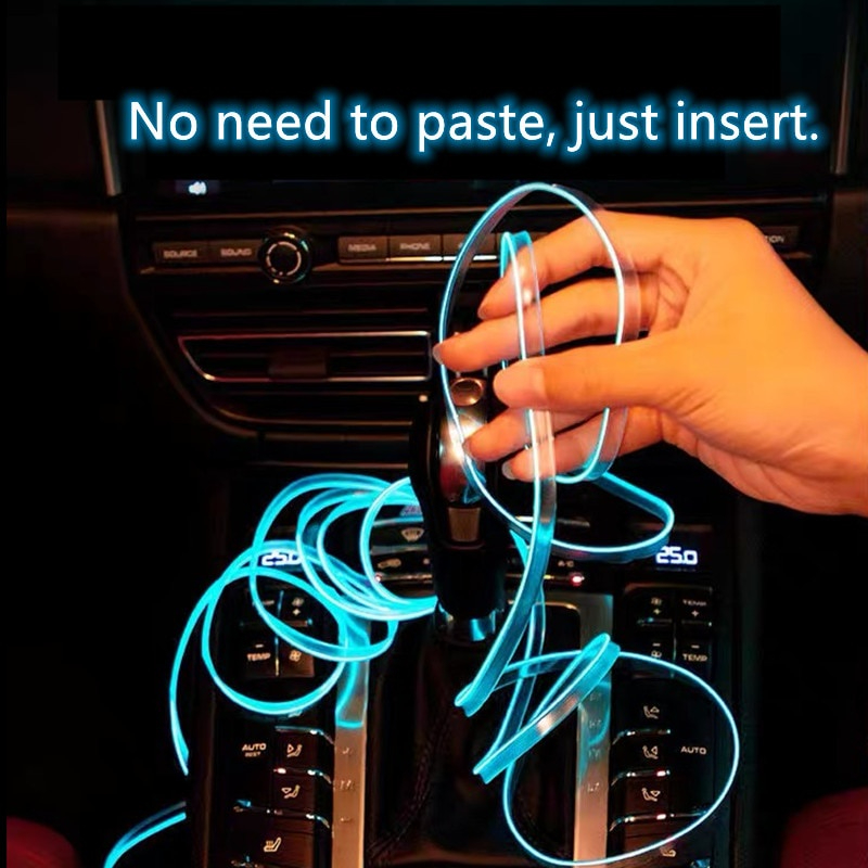 LED Neon Dekorasi Interior Mobil 3 meter 12 V Cigarette Plug Lampu Interior Mobil LED Neon 3 Meter + 12V Inverter Car Interior Light Atmosphere Ambient Light Tube LED Strip Flexible Neon Lamp Glow String Light For Car Decoration interior part