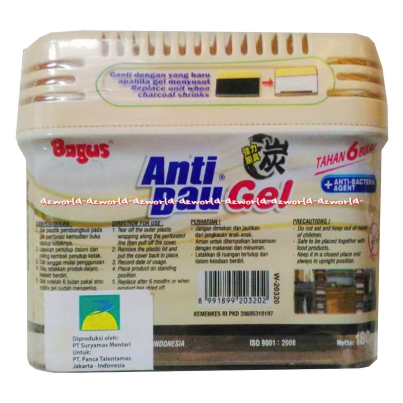 Bagus Anti Bau Gel Lemari &amp; Rak 180gr  Penghilang Bau Tidak Sedap Untuk Lemari Pakaian Rak Anti Bacterial Agent Charcoal Gel  Antibau