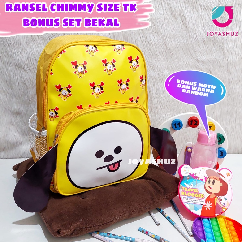 Tas Anak Perempuan Chimy Berbonus - Ransel Chimmy Anak TK - Tas Sekolah Anak TK  Karakter - Tas Anak Perempuan TK Gratis Botol Dan Misting - Tas Sekolah Anak Perempuan Karakter Lucu - Joyashuz