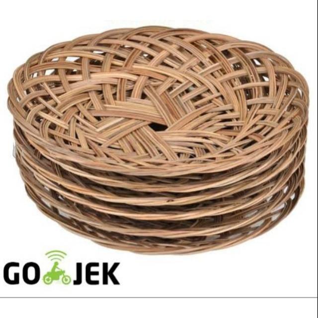 Piring anyaman bambu atau piring lidi rotan 25cm 30cm