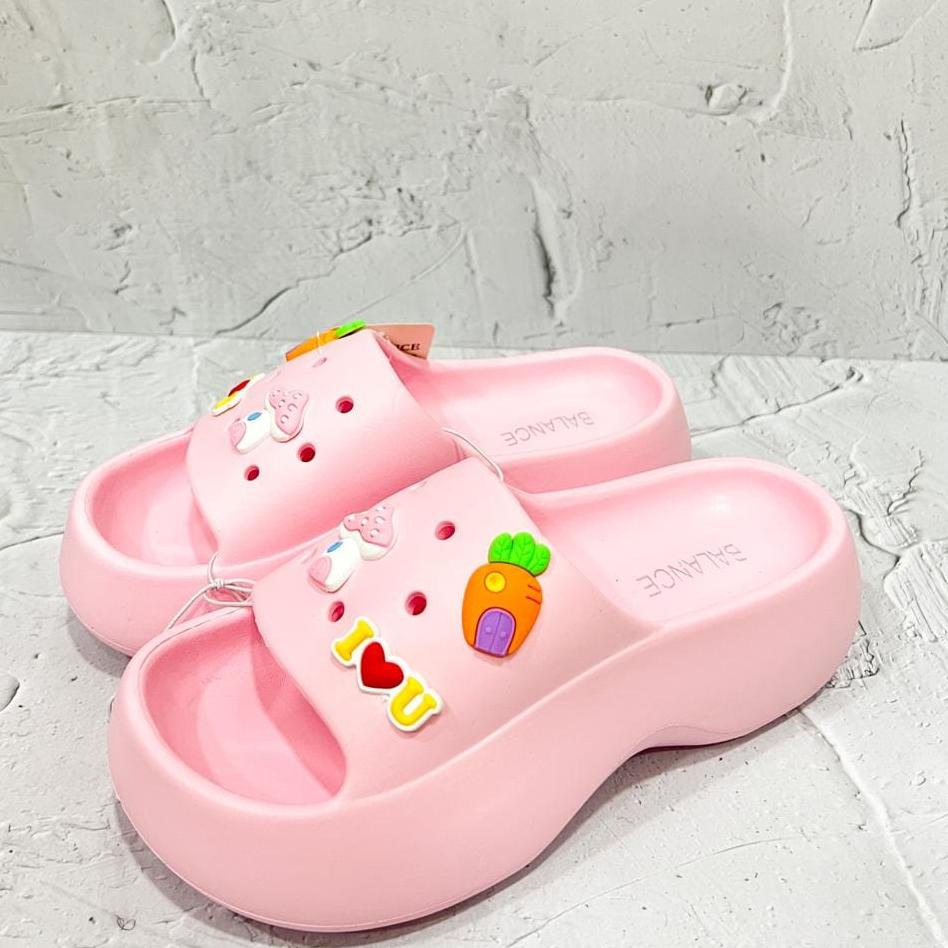 Harga TERMURAAH.. Sandal Karet Jelly Fuji Pink Fanta Fusia Pink Tua  Baim Bapo Bapao Bakpao Wanita C