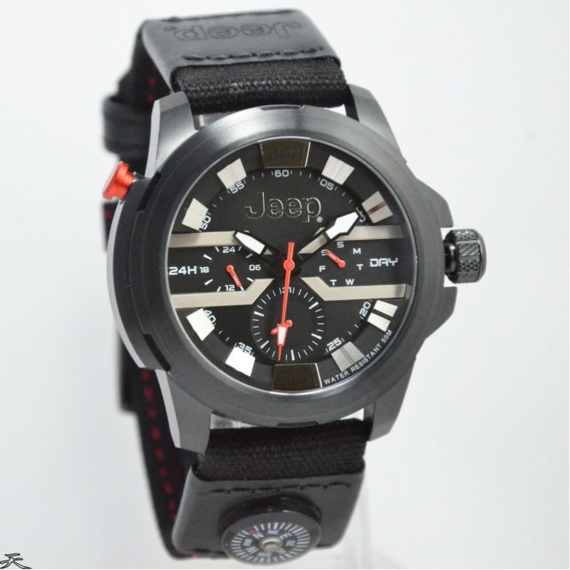 Jam Tangan Pria Jeep JPW628602 Black Kanvas Original Murah