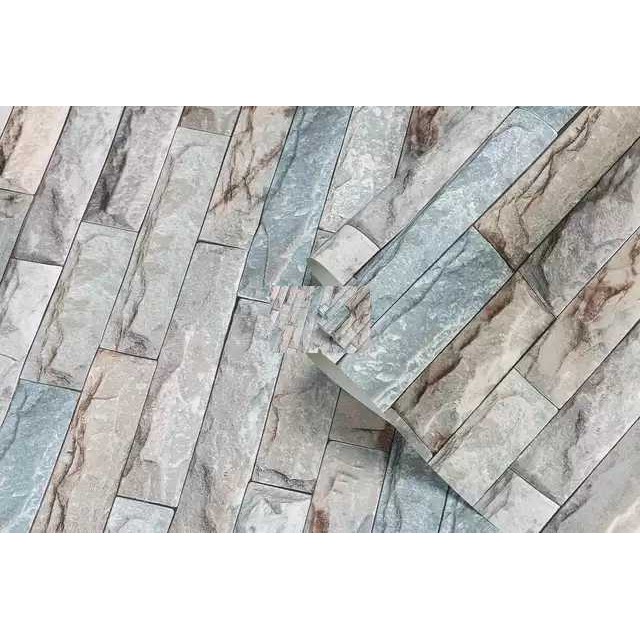 WALLPAPER DINDING MOTIF BATU ALAM WARNA-WARNI HIJAU 10m x 45cm