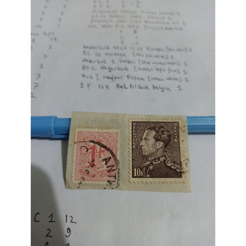 

Perangko Belgium 1f Lion Rampant & 10f King Leopold III 1936 Stamp