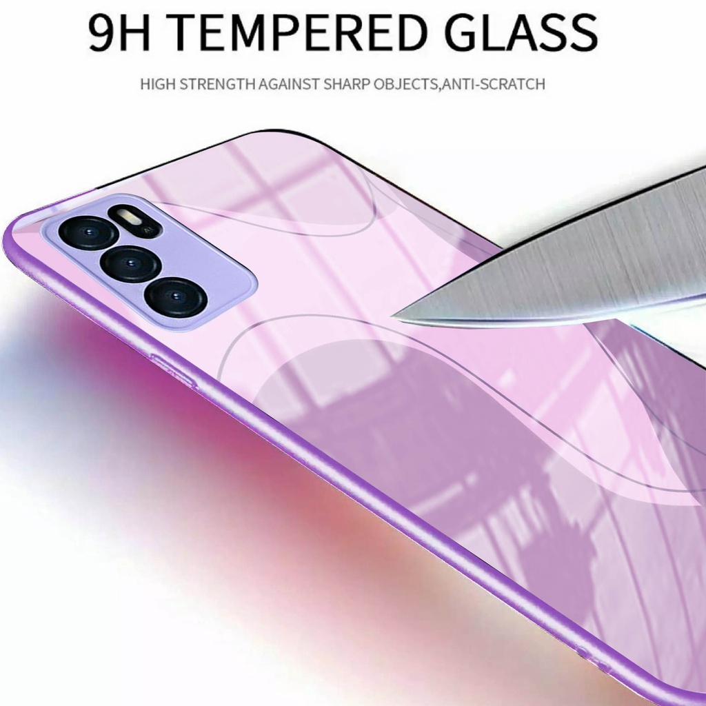 Softcase Macaron Kaca For All Type Hp - MK 43 - Oppo Reno 6 4G - Softcase Oppo A15 - Case Oppo Reno 
