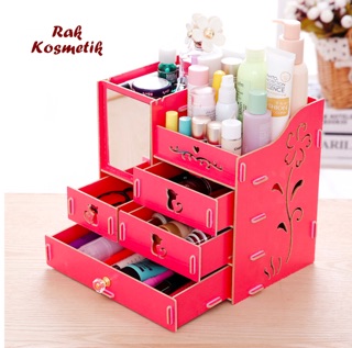  Rak kosmetik jumbo  bahan kayu rack cosmetic dgn cermin dan 