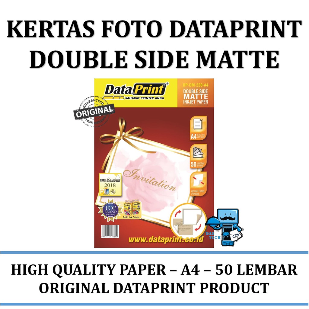 

Kertas Foto Data Print Double Side Matte 220gr A4 - 50Lembar