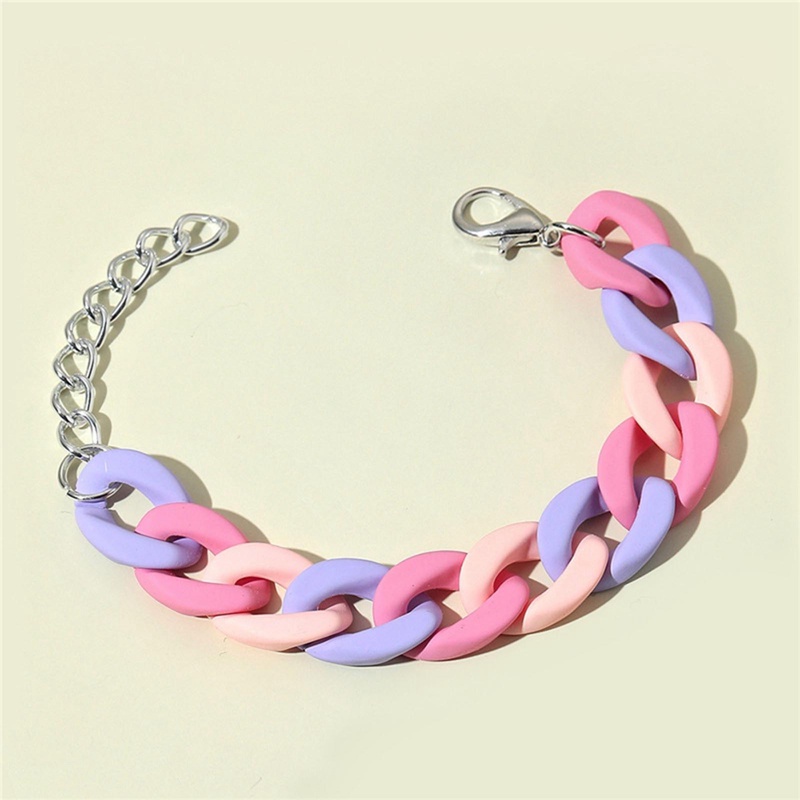Gelang Rantai Bahan Akrilik Resin Matte Warna-Warni Untuk Wanita