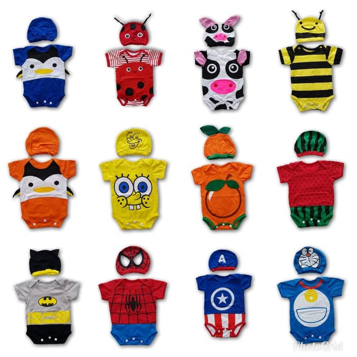 Baju Bayi Jumpsuit LAKI COWOK Lengan Panjang Lengan Pendek Umur 1 2 3 4 5 6 7 8 9 10 11 12 Bulan M4