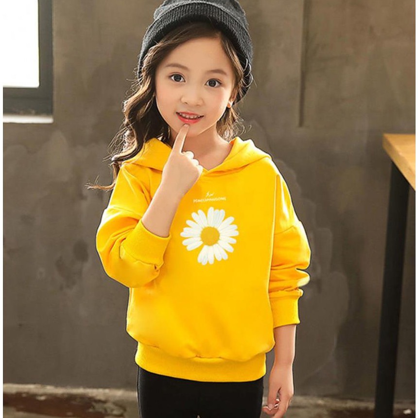 HOODIE ANAK WANITA FLOWER DAISY CUTE FLEECE CASUAL TEBAL PREMIUM TERBARU,