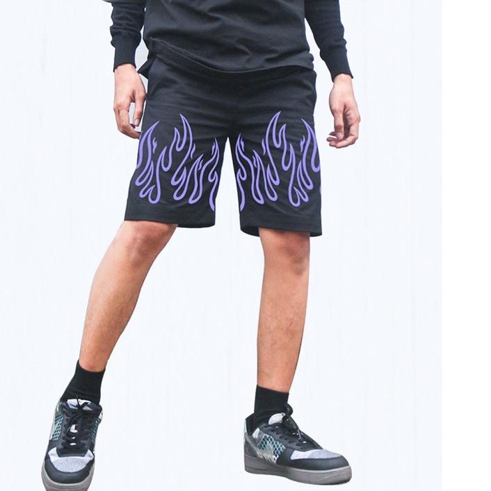 ✵ Flame Everyday Black Fire Violet Short Pants ֍