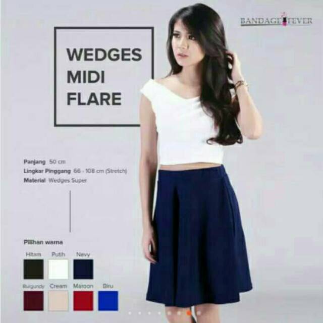 Midi flare skirt | rok payung pendek | rok pendek polos | real pic