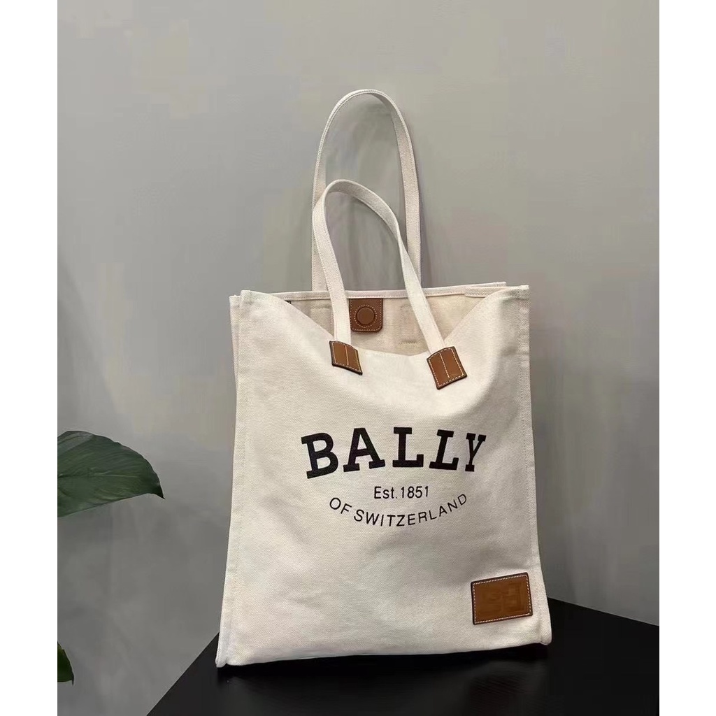 Bally ladies bag/Tote canvas bag cowhide + canvas bag large capacity/handbag