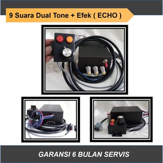 Sirine 9 suara dual tone + effect ECHO Murah Sirene suara Patwal Polisi gema Klakson TOA Motor/Mobil Efek Terlaris Bergaransi