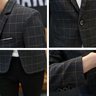 sianiuvb 2019 Blazer pria Kotak-kotak Baju Kecil Pria Korea Tren Baru Slim Ditambah Beludru ...