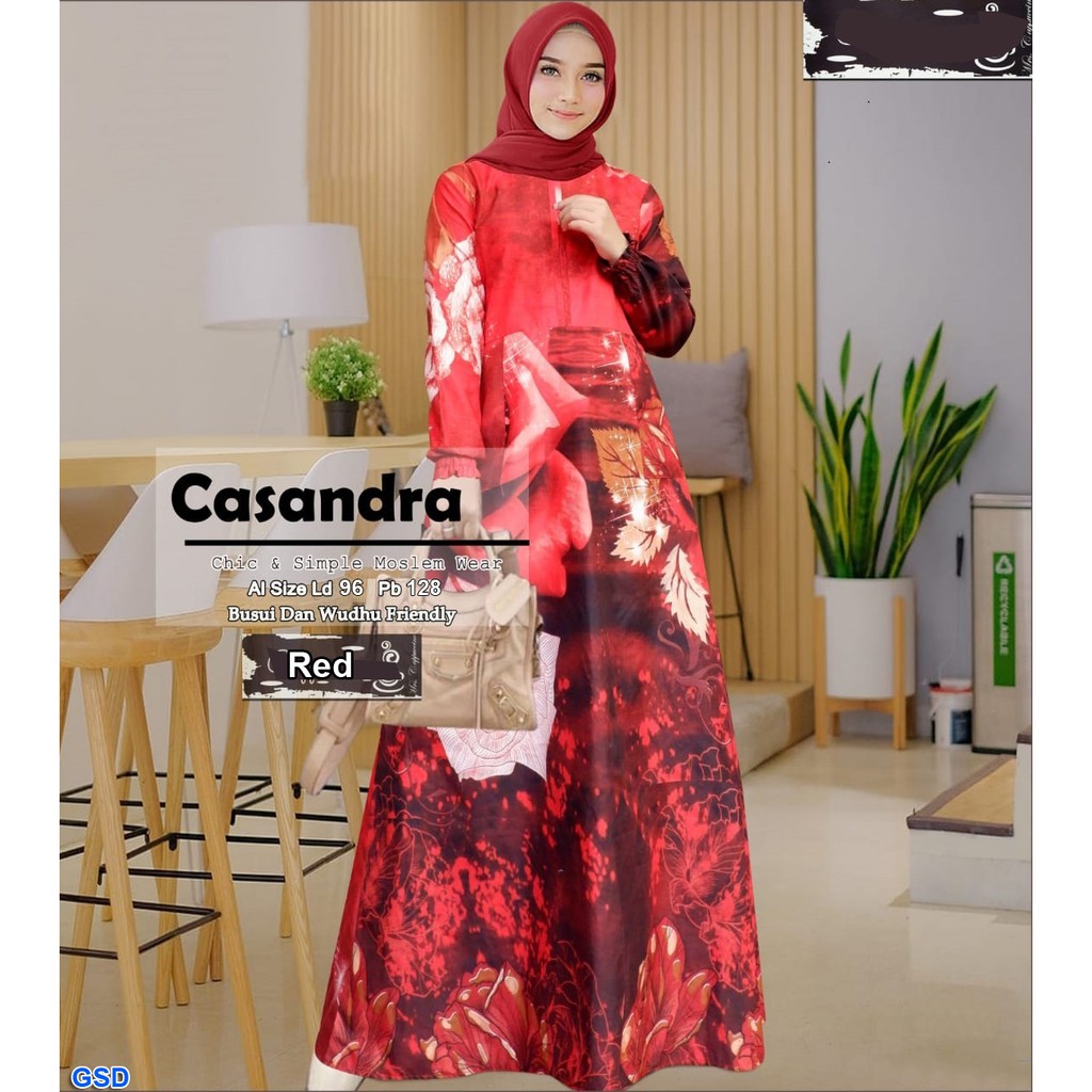 Gamis Casandra/Dress Maxi Wanita Hijab/Terusan Dress Muslim/Baju Gamis Syari Menyusui Busui Murah