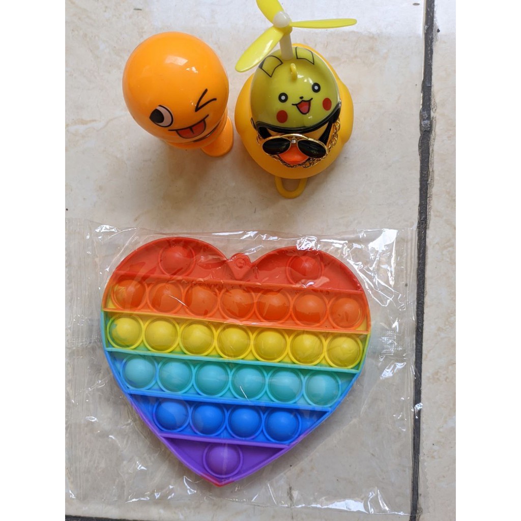 [Buy 1 Get 3] Mainan Pop It Rainbow Free Bebek Helm dan Emoji Dashbord