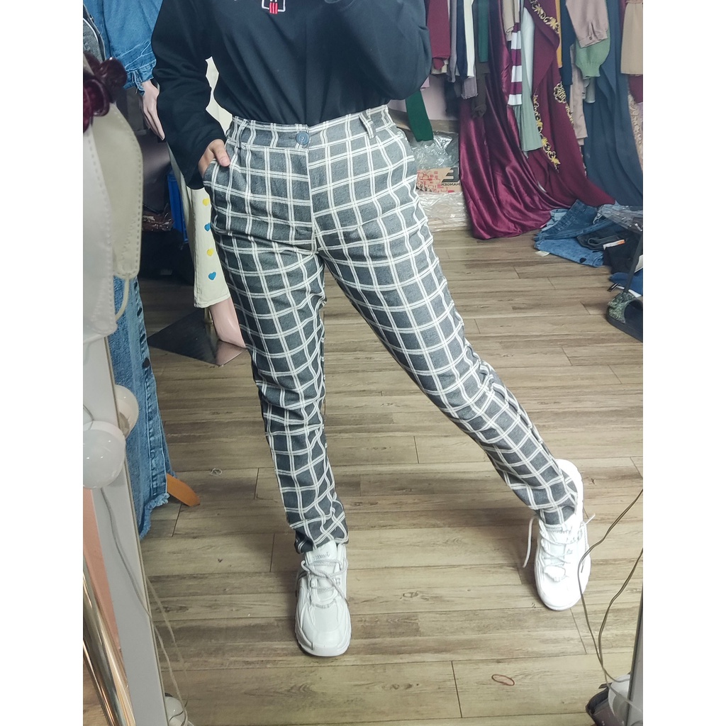 Cieko Flannel Pants Celana Panjang Wanita / Celana Bahan Motif Kotak Cieko