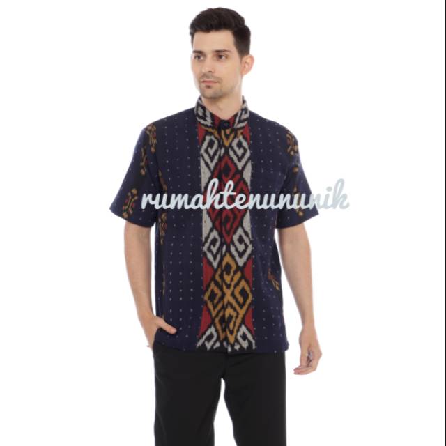 KEMEJA TENUN PASANGAN CARDI NISMA warna NAVY Shopee KEMEJA TENUN PASANGAN CARDI NISMA warna NAVY Shopee