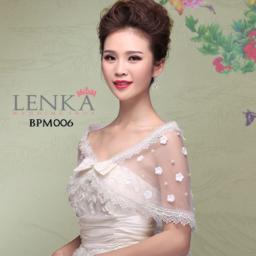 [PRODUK FAVORIT] AKSESORIS BOLERO LACE PESTA PENGANTIN PUTIH WANITA BPM006