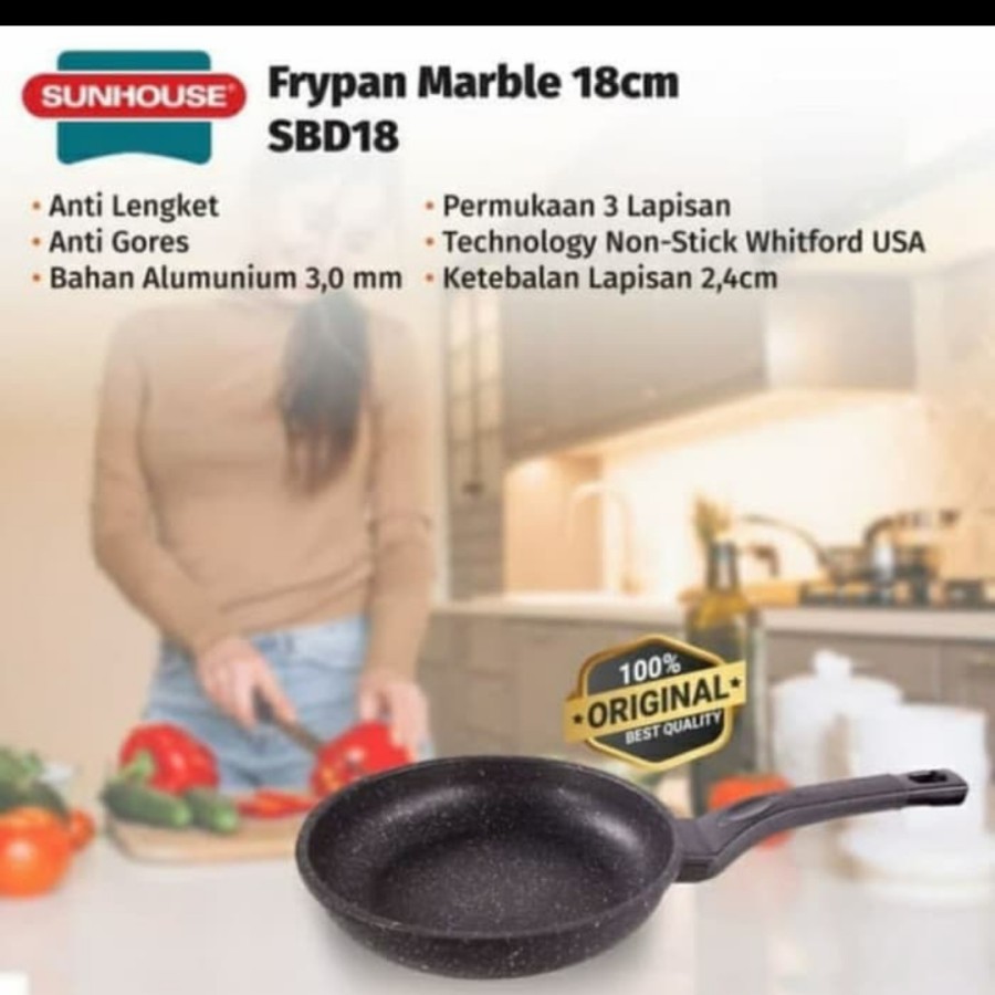 SUNHOUSE FryPan Marble Anti Lengket SBD18 18Cm