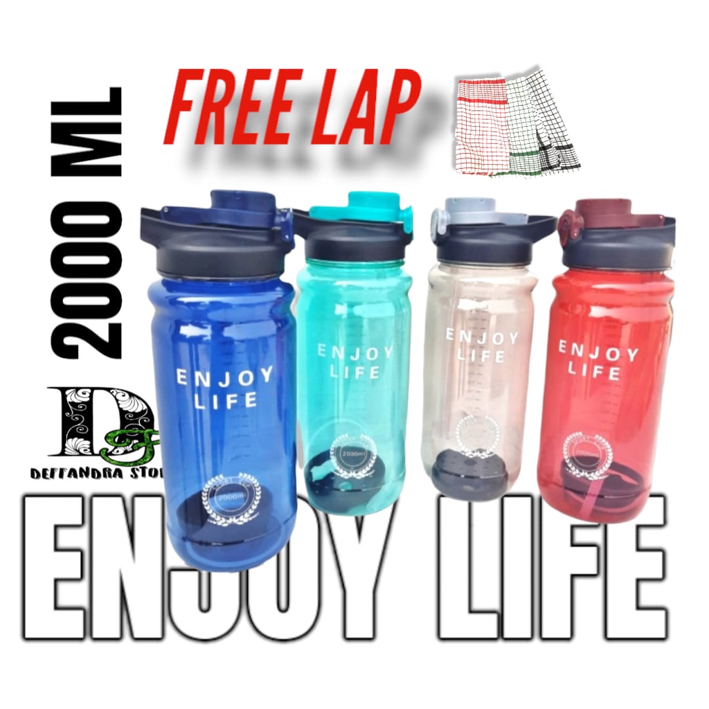 Botol minum sport 2 Liter enjoylife jumbo BPA FREE LAP SERBET