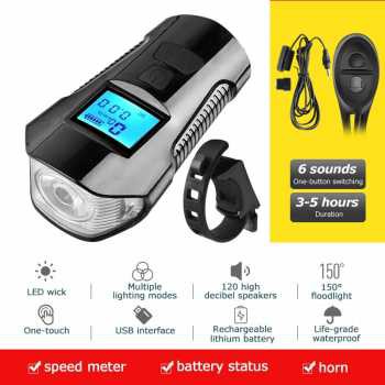 TaffSPORT Lampu Klakson Sepeda LCD Waterproof+Speedometer