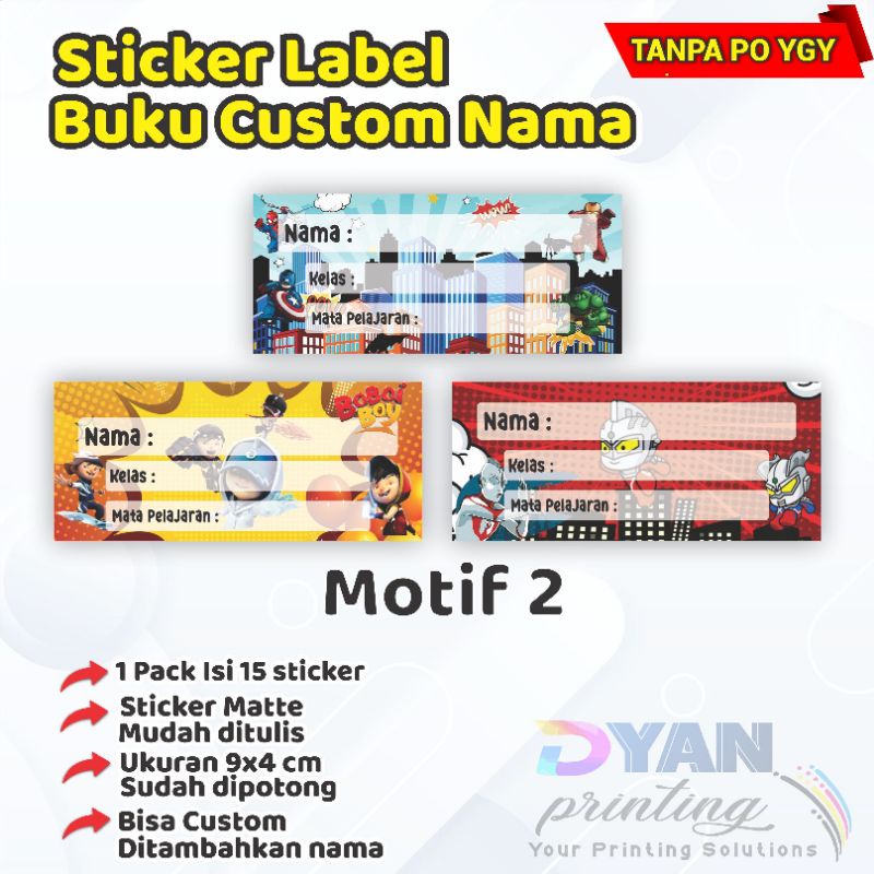 15 PCS STICKER LABEL BUKU CUSTOM NAMA