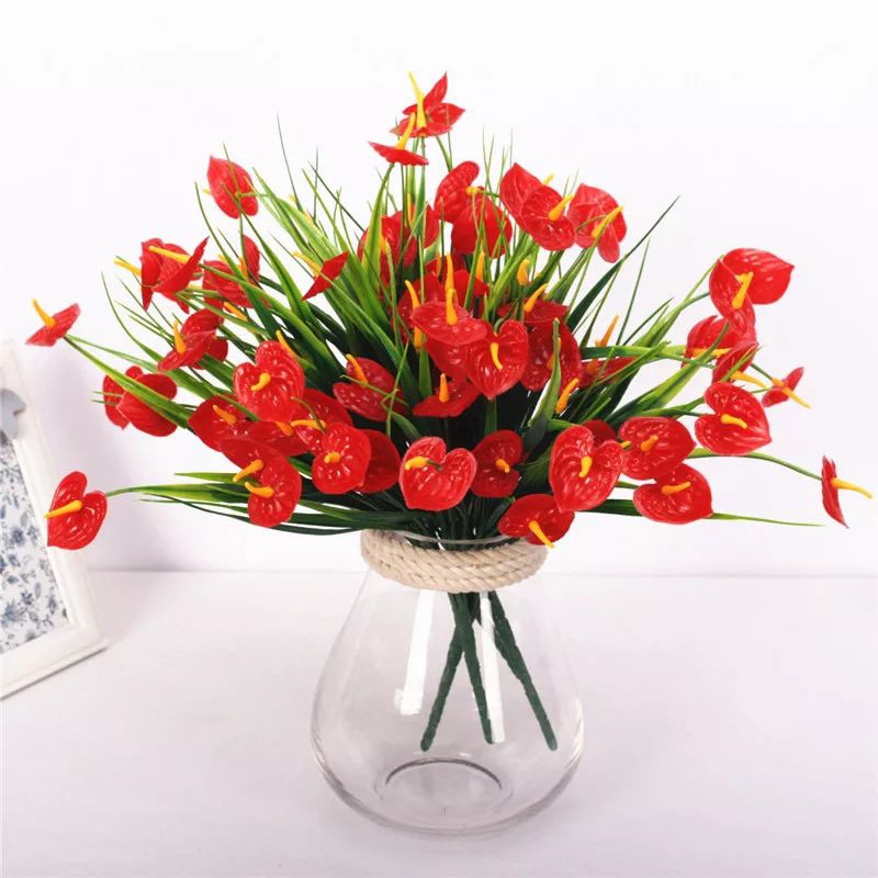 Bunga Calla Lily Rumput Artificial Plastik Putih Pink Merah Dekorasi Pesta Wedding Prop Rumah A4N80