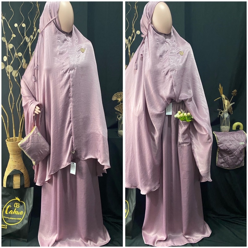 Aderah mukena 2 in 1  santorini silk luxury premium mukena saku