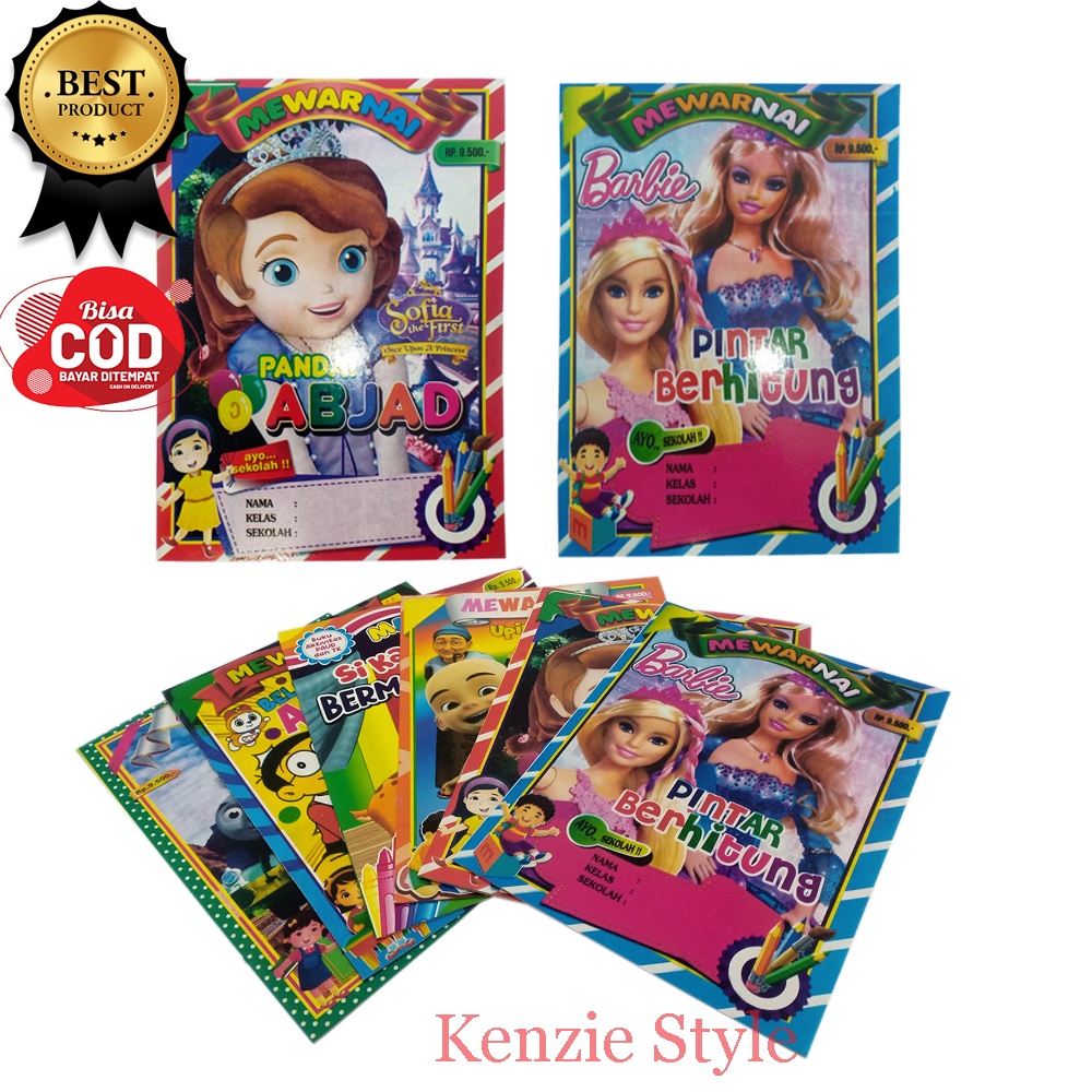 

Paket 5 pcs buku mewarnai karakter cewek/buku gambar anak/buku belajar anak/buku edukasi mewarnai