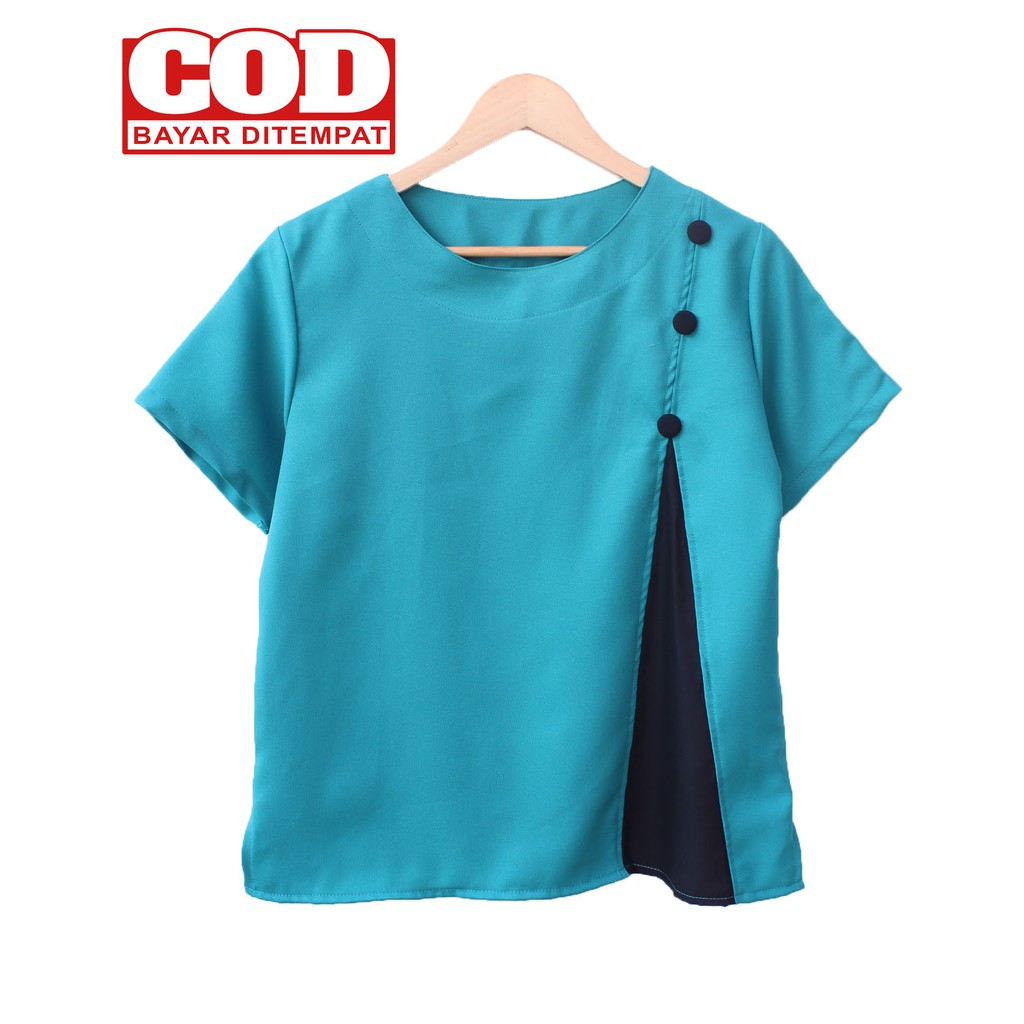 Real Pict - Atasan wanita / blouse wanita / blouse jumbo wanita / blus jumbo Calista L DAN XL / XXL-1