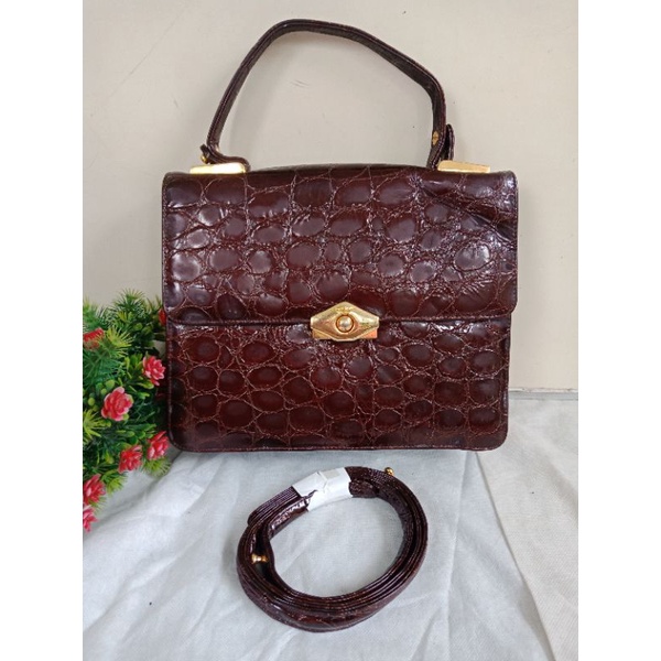 CAPACCI HANDBAG VINTAGE LEATHER BROWN,  PRELOVED CAPACCI,  CAPACCI KULIT,  HANDBAG KULIT