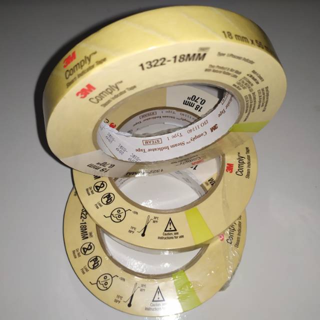 Indikator Tape 3M Autoclave Pita Seteril Size 18 mm x 55 M tipe 1322